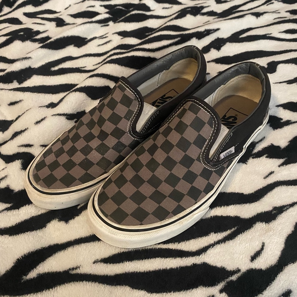 Vans Black and Grey Slip-On Shoes